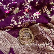 Khaddi Georgette Handloom Banarasi Saree - All Over Jaal Work with meenakari - The Handlooms
