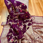 Khaddi Georgette Handloom Banarasi Saree - All Over Jaal Work with meenakari - The Handlooms