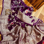 Khaddi Georgette Handloom Banarasi Saree - All Over Jaal Work with meenakari - The Handlooms