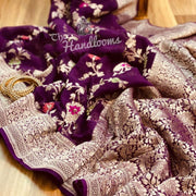 Khaddi Georgette Handloom Banarasi Saree - All Over Jaal Work with meenakari - The Handlooms