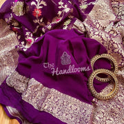 Khaddi Georgette Handloom Banarasi Saree - All Over Jaal Work with meenakari - The Handlooms