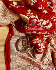Khaddi Georgette Handloom Banarasi Saree - All over Jaal Work with meenakari - The Handlooms