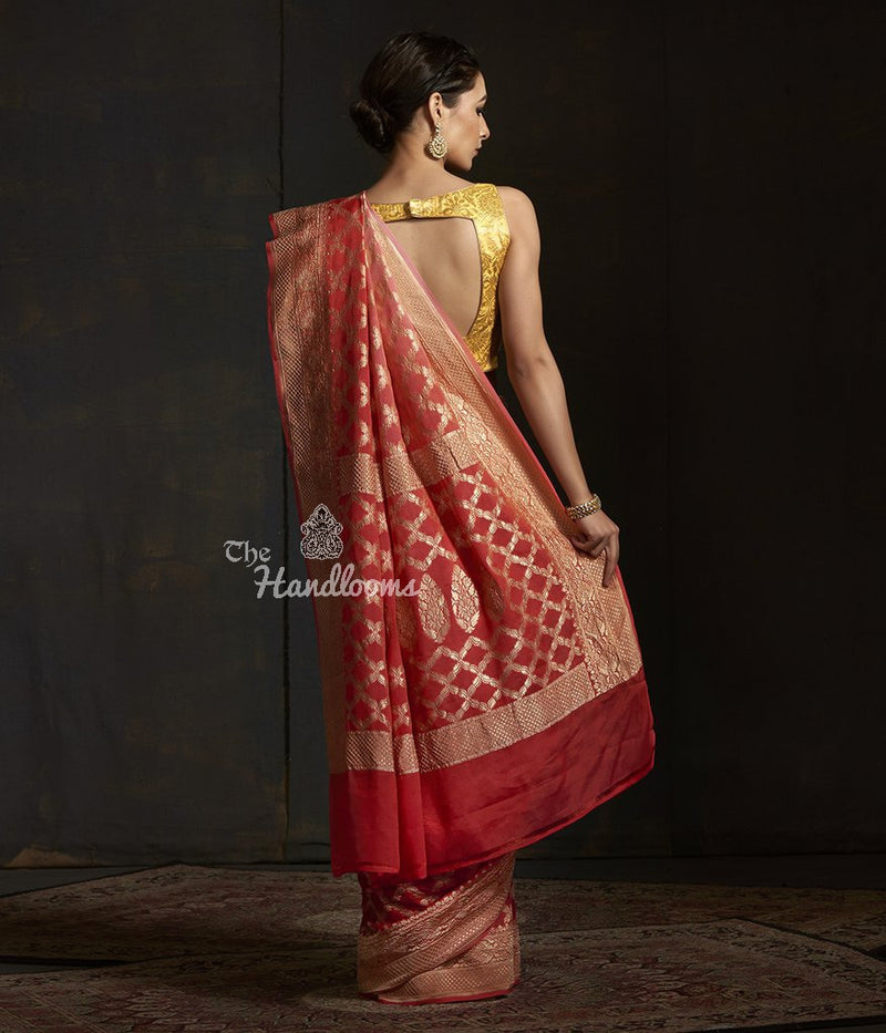 Khaddi Georgette Banarasi Saree -  Gold zari - The Handlooms