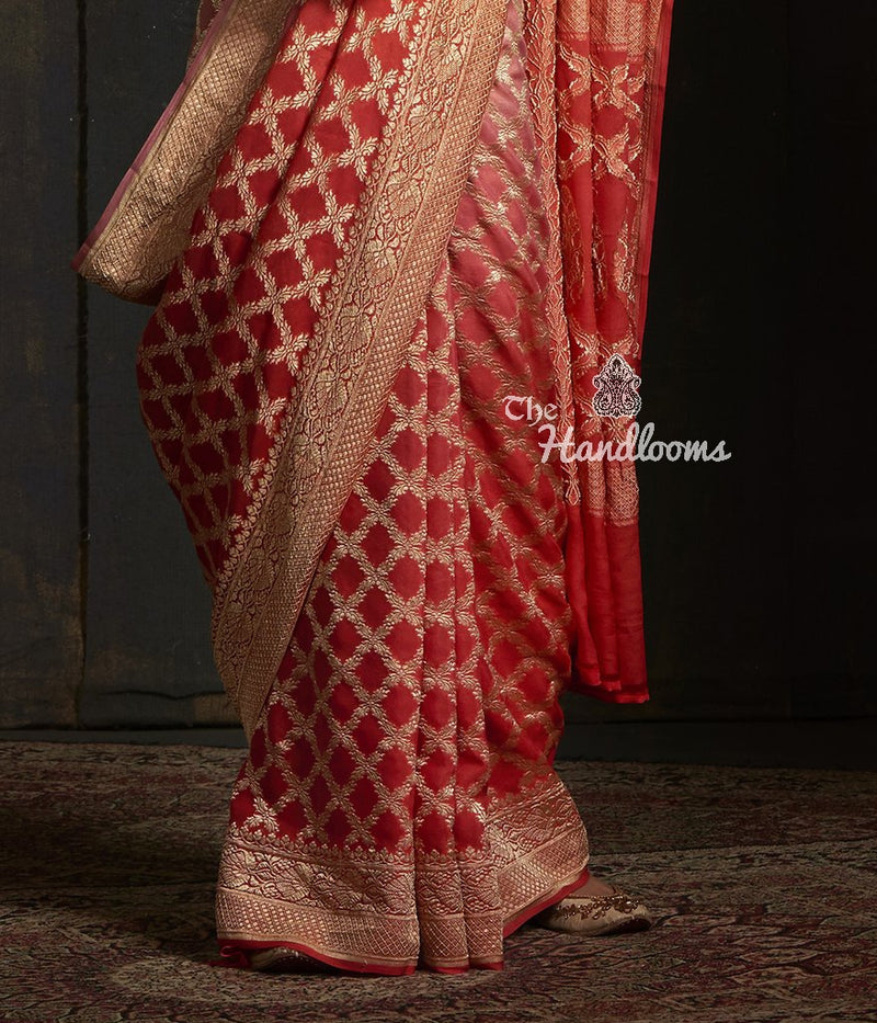 Khaddi Georgette Banarasi Saree -  Gold zari - The Handlooms