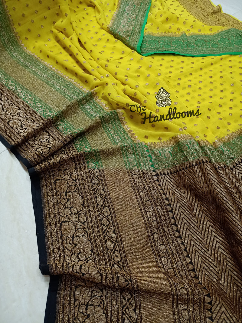 Khaddi Georgette Banarasi Saree -  Antique zari - The Handlooms