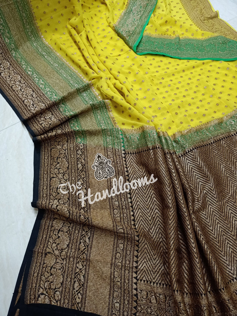 Khaddi Georgette Banarasi Saree -  Antique zari - The Handlooms