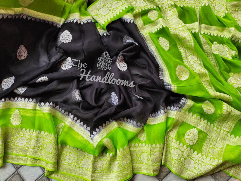 Pure Georgette Handwoven Banarasi Saree - The Handlooms