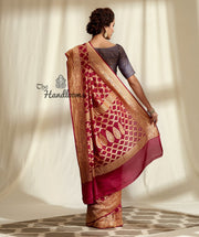 Khaddi Georgette Handloom Banarasi Saree - Gold Zari - The Handlooms