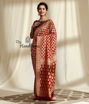 Khaddi Georgette Handloom Banarasi Saree - Gold Zari - The Handlooms