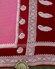 Pure Georgette Banarasi Handloom Saree - pink - The Handlooms
