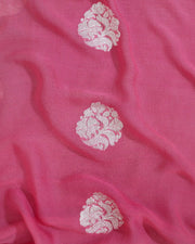 Pure Georgette Banarasi Handloom Saree - pink - The Handlooms