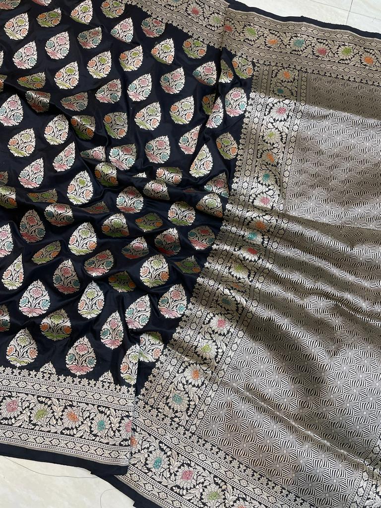 Pure Katan Silk Banarasi Handloom Saree - All Over Jaal Work - The Handlooms