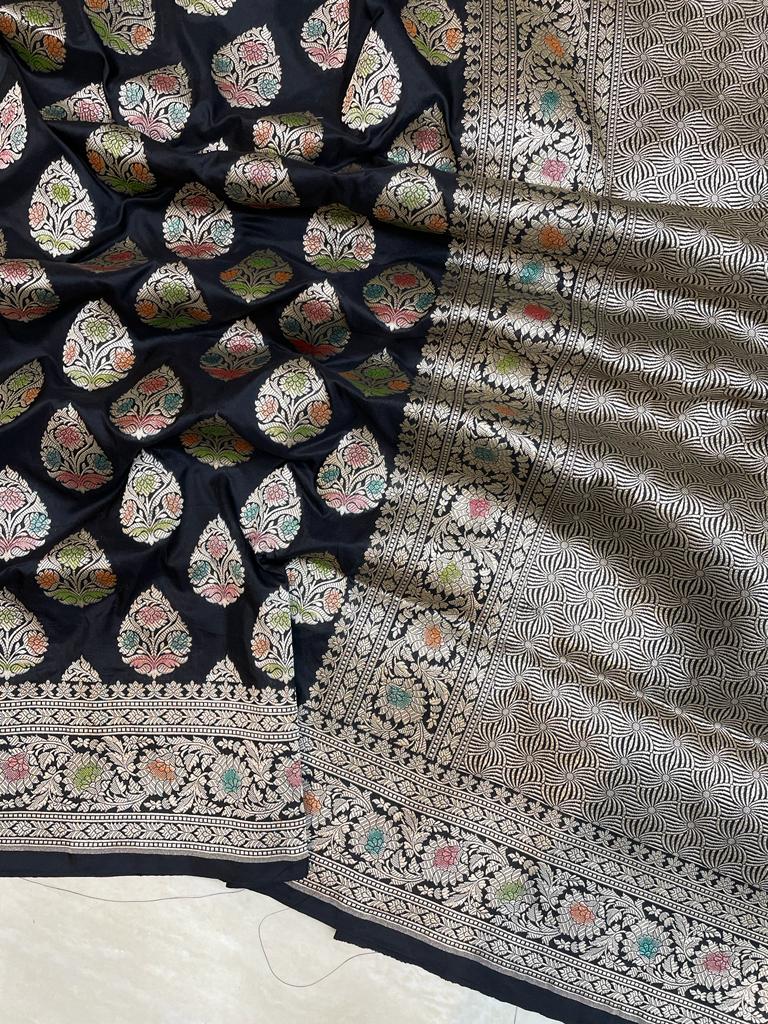 Pure Katan Silk Banarasi Handloom Saree - All Over Jaal Work - The Handlooms