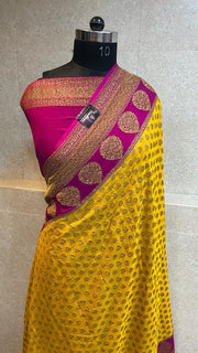 Khaddi Georgette Banarasi Saree -  Antique zari - The Handlooms