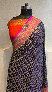 Khaddi Georgette Banarasi Saree -  Antique zari - The Handlooms