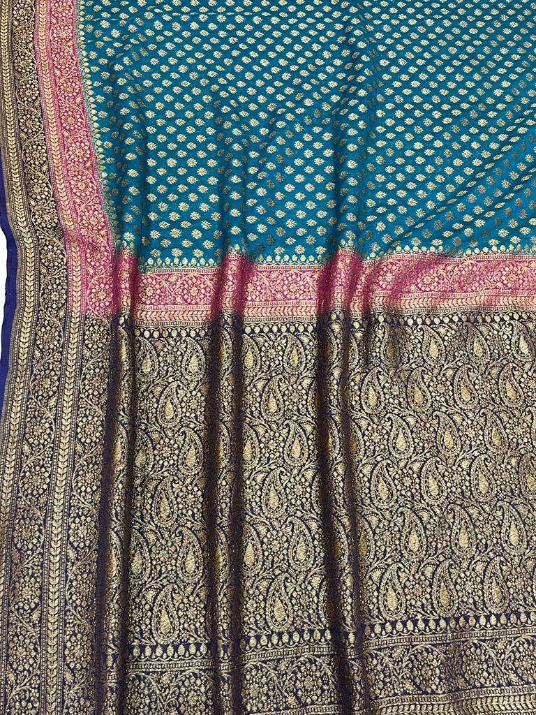 Khaddi Georgette Banarasi Saree -  Antique zari - The Handlooms