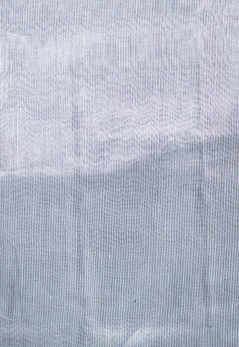 Ash Grey Pure Linen Banarasi Saree - The Handlooms