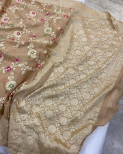 Khaddi Georgette Handloom Banarasi Saree - All over Jaal Work with meenakari - The Handlooms