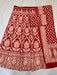 Red Pure Khaddi Georgette Handloom Banarasi Lehenga - Stitched - The Handlooms