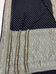 Khaddi Georgette Banarasi Saree -  Gold zari - The Handlooms