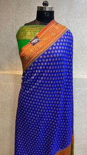 Khaddi Georgette Banarasi Saree -  Antique zari - The Handlooms