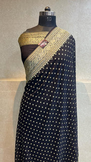Khaddi Georgette Banarasi Saree -  Gold zari - The Handlooms