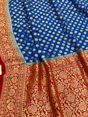 Khaddi Georgette Handloom Banarasi Saree - Gold Zari - The Handlooms