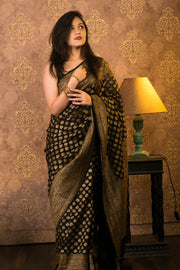 Khaddi Georgette Banarasi Saree -  Antique zari - The Handlooms