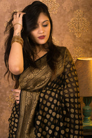 Khaddi Georgette Banarasi Saree -  Antique zari - The Handlooms