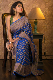 Khaddi Georgette Banarasi Saree -  Antique zari - The Handlooms
