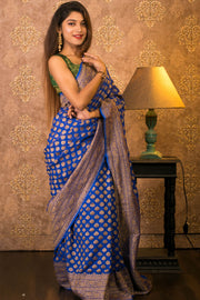 Khaddi Georgette Banarasi Saree -  Antique zari - The Handlooms