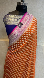 Khaddi Georgette Handloom Banarasi Saree - The Handlooms