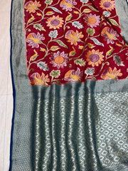Khaddi Georgette Handloom Banarasi Saree - The Handlooms