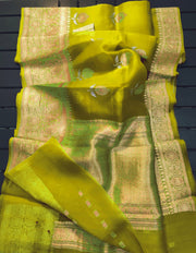 Pure Kora Handloom Banarasi Saree - Sona Roopa Alfi Kadua Boota - The Handlooms