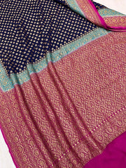 Khaddi Georgette Banarasi Saree -  Antique zari - The Handlooms