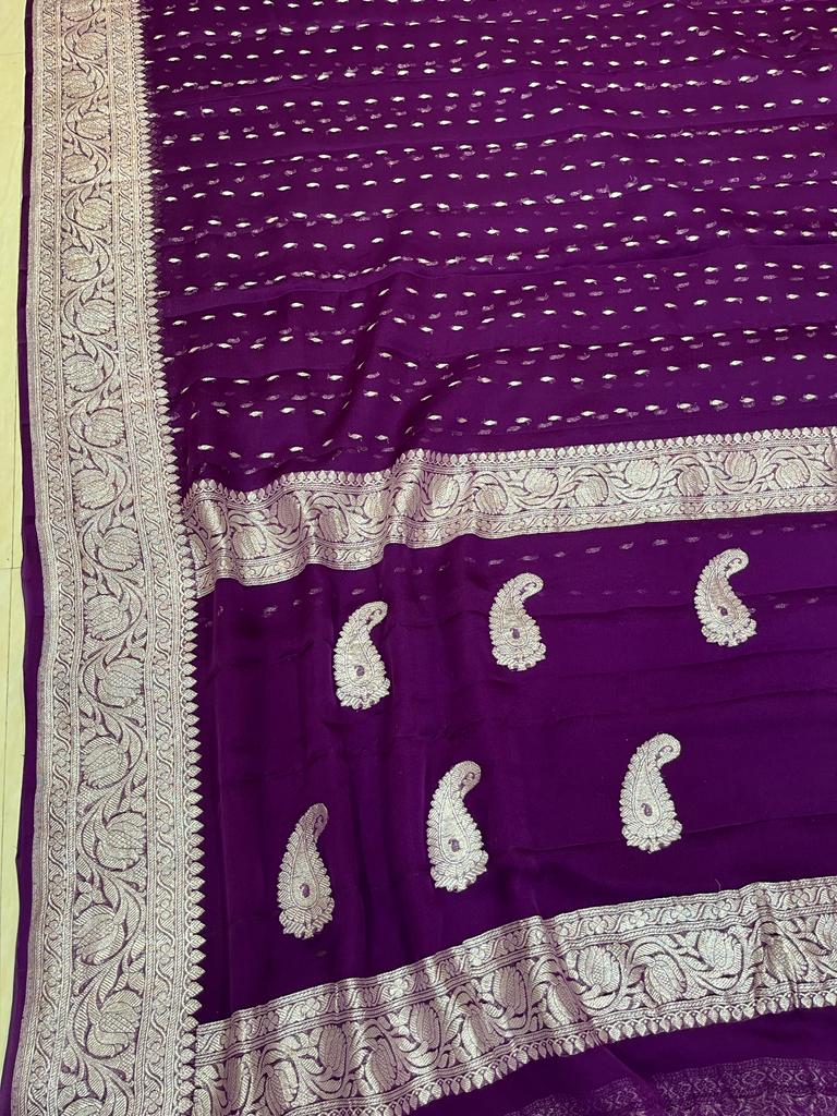Pure Georgette Handloom Banarasi Saree - The Handlooms