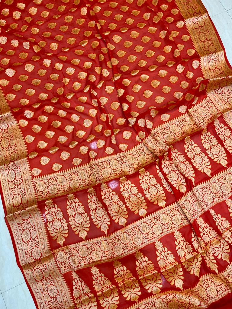 Pure Chiffon Khaddi Banarasi Saree - The Handlooms