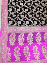 Black Khaddi Georgette Handloom Banarasi Saree - The Handlooms