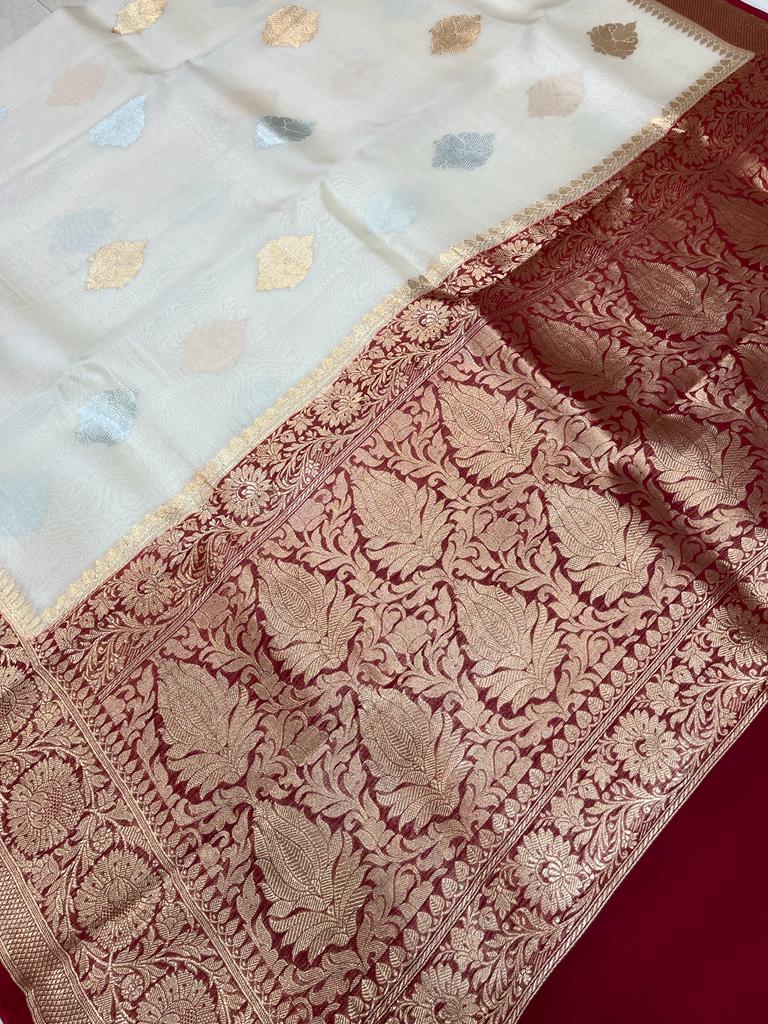 Pure Kora Handloom Banarasi Saree - The Handlooms