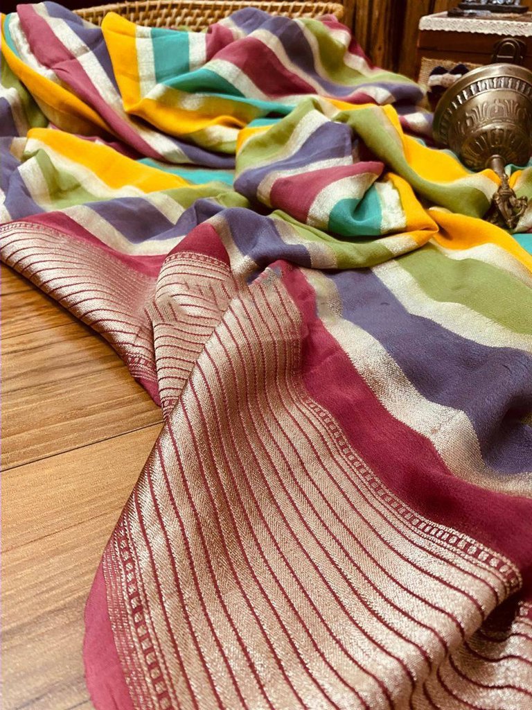 Khaddi Georgette Handloom Banarasi Saree - The Handlooms