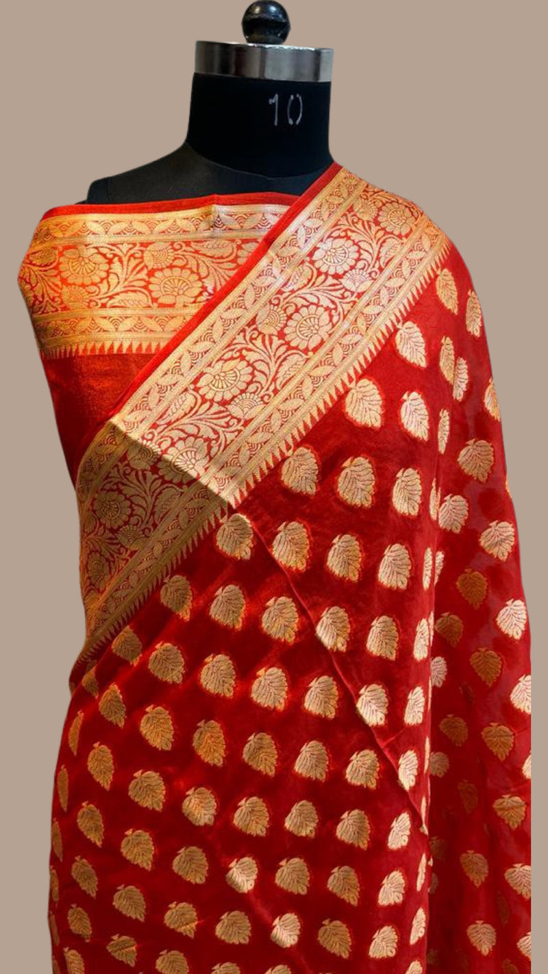 Pure Chiffon Khaddi Banarasi Saree - The Handlooms