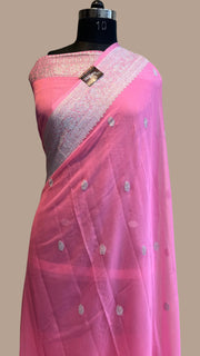 Pink Pure Georgette Banarasi Saree - The Handlooms