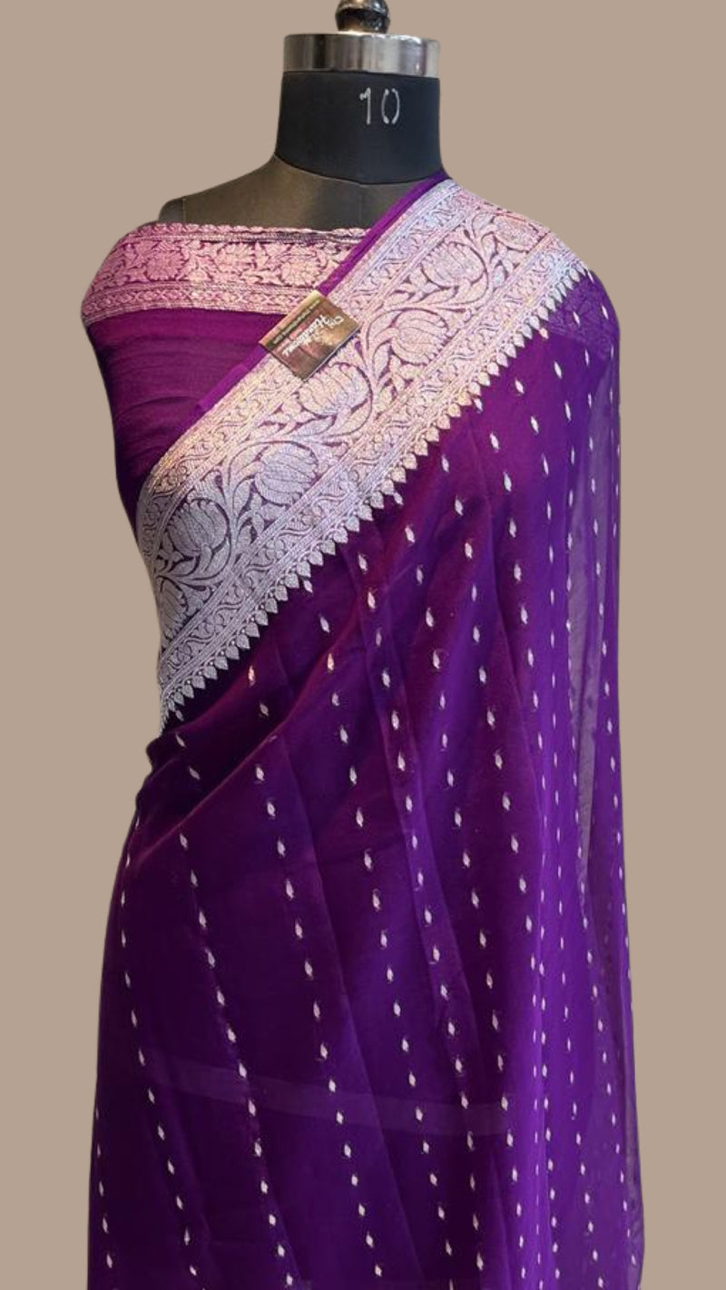 Pure Georgette Handloom Banarasi Saree - The Handlooms