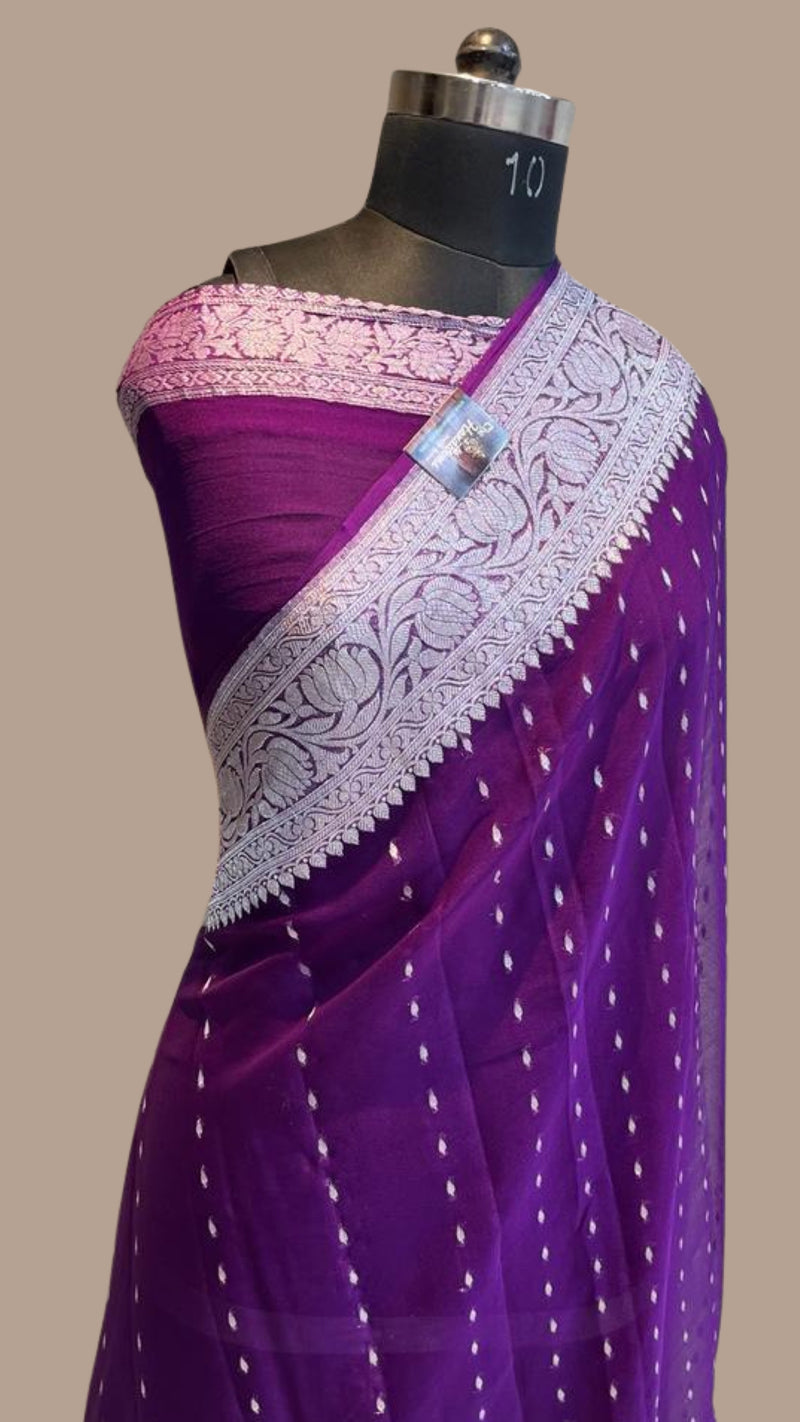 Pure Georgette Handloom Banarasi Saree - The Handlooms