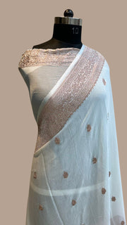 Pure Georgette Banarasi Saree - Copper Zari - The Handlooms