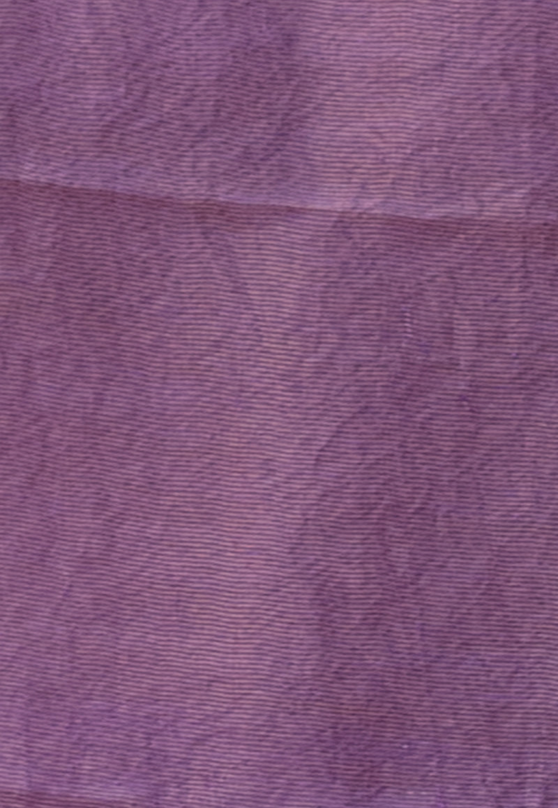 Purple Pure linen Banarasi Saree - The Handlooms
