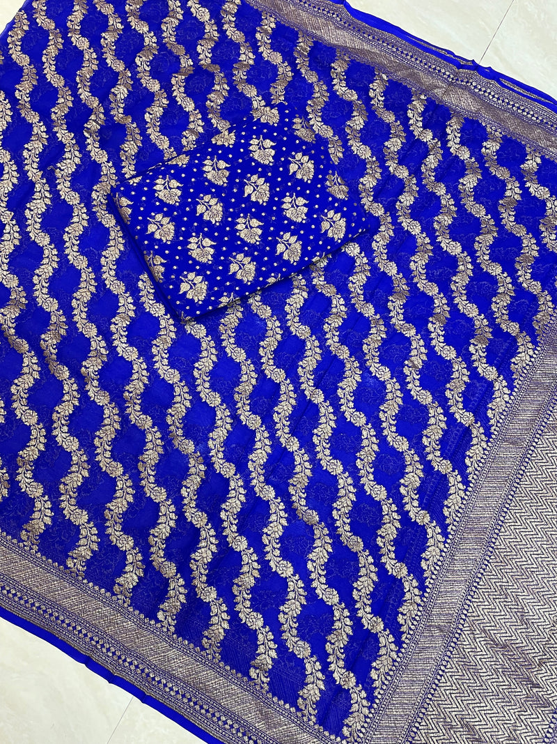 Khaddi Georgette Banarasi Dress material - Antique Zari - The Handlooms