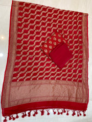 Khaddi Georgette Banarasi Dress material - Antique Zari - The Handlooms