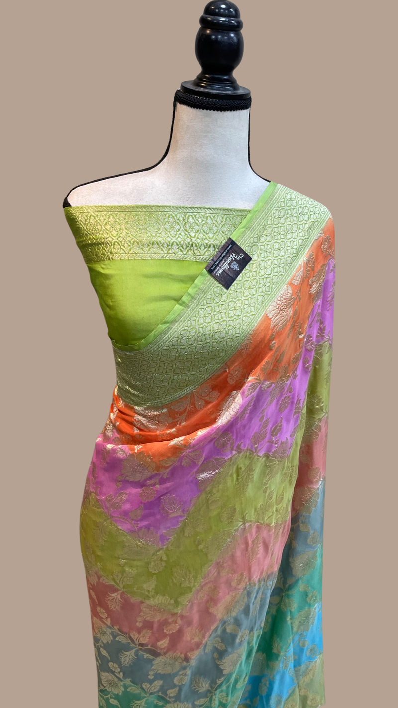 Pure Khaddi Georgette Handloom Banarasi Saree - The Handlooms