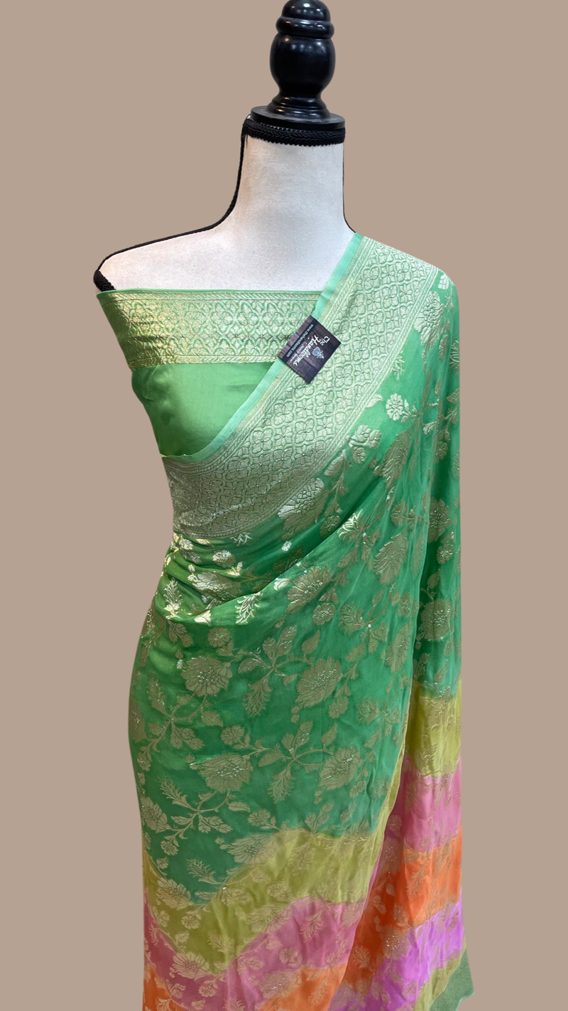 Pure Khaddi Georgette Handloom Banarasi Saree - The Handlooms